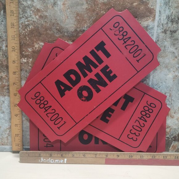 Admit One Red Stacked Tickets Metal 3D Layered Wall Art Sign Theater Movie Decor - Picture 9 of 13